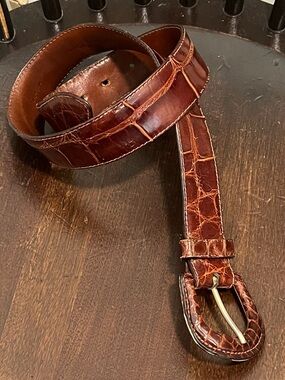 Vintage Ralph Lauren Brown American Alligator Wide Belt